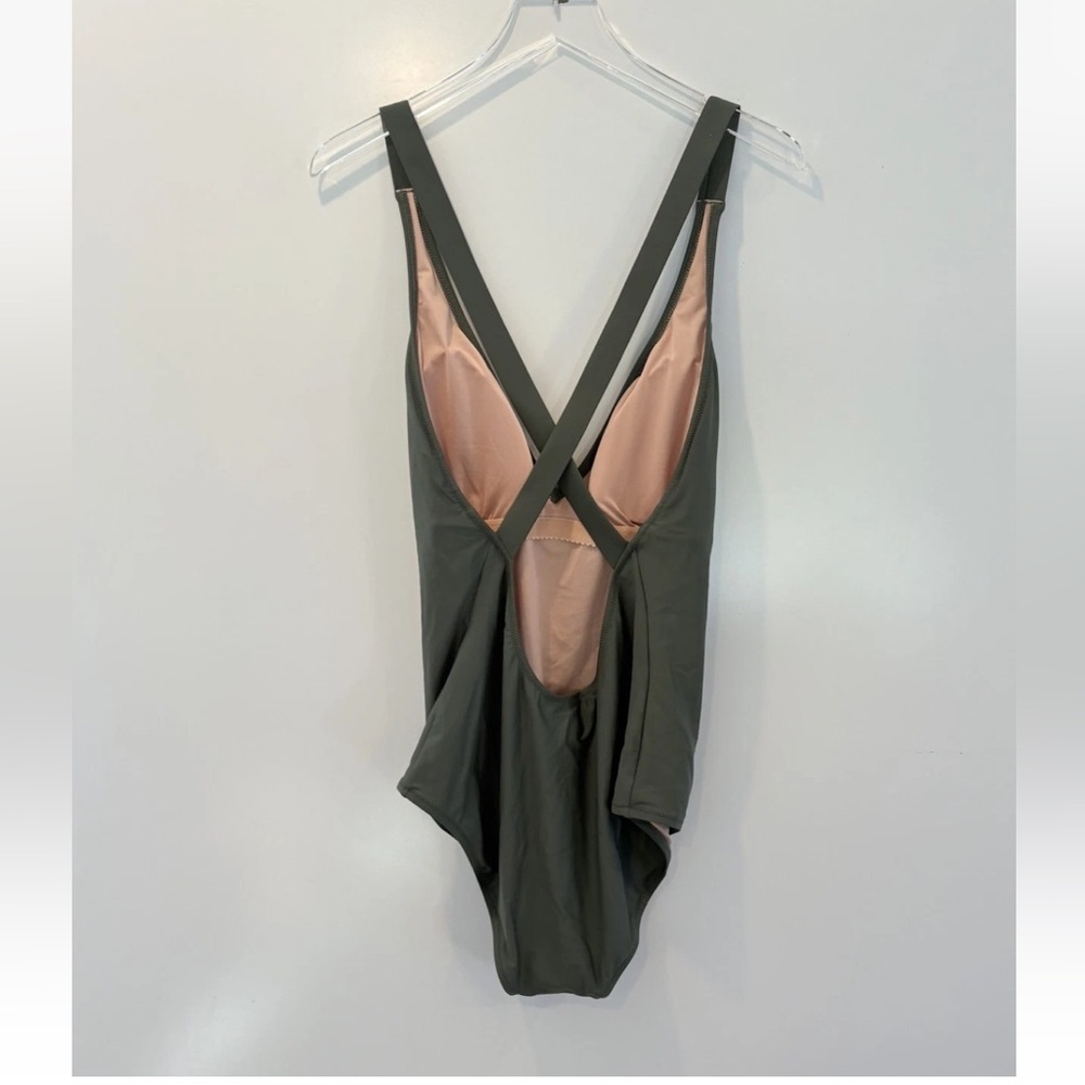 NWT J. Crew Green High Support Cross Back One Piece Swimsuit Womens Size 14 - Picture 4 of 8
